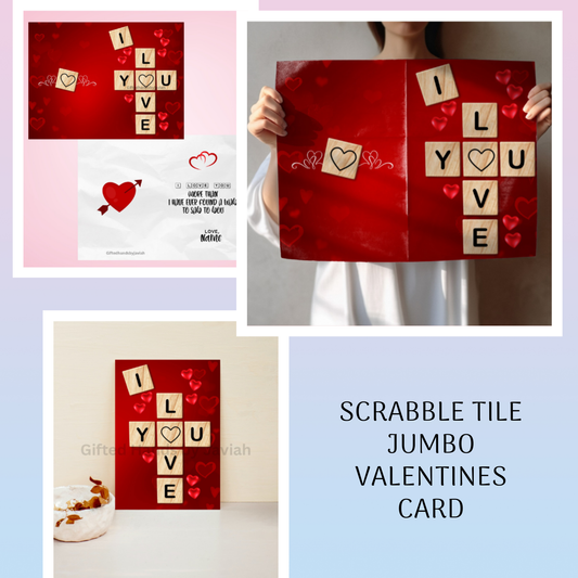 Jumbo Foldable Valentine's Day Scrabble Tile Card