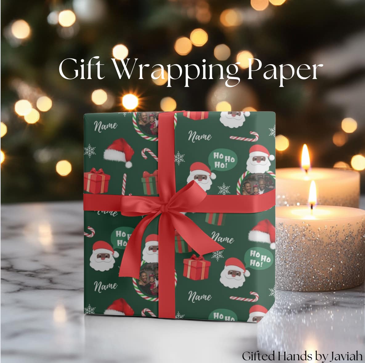 Custom Wrapping Paper - Santa and Gifts