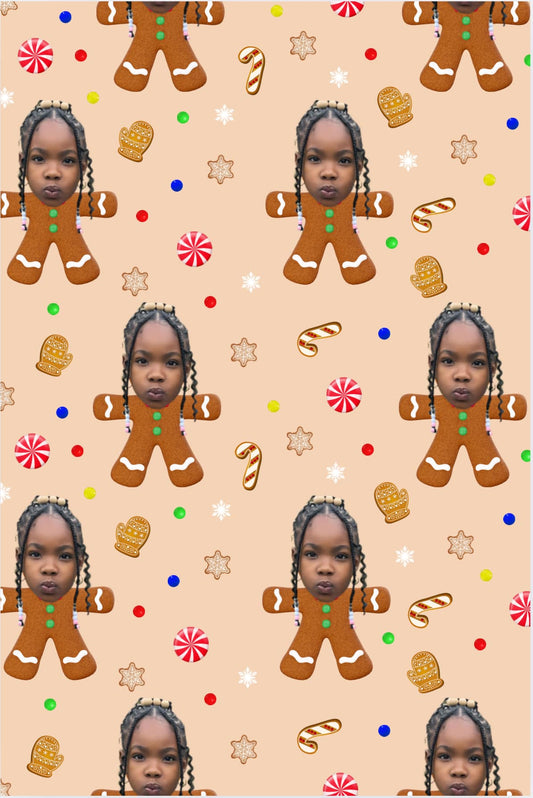 Custom Wrapping Paper - Gingerbread Head