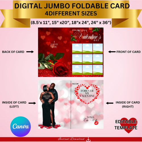 Jumbo 9 Photo Valentine's Day Digital Card Design