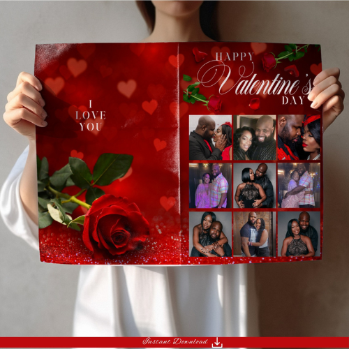 Jumbo 9 Photo Valentine's Day Digital Card Design