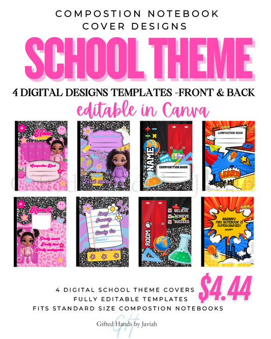 School Theme Composition Notebook Cover Templates