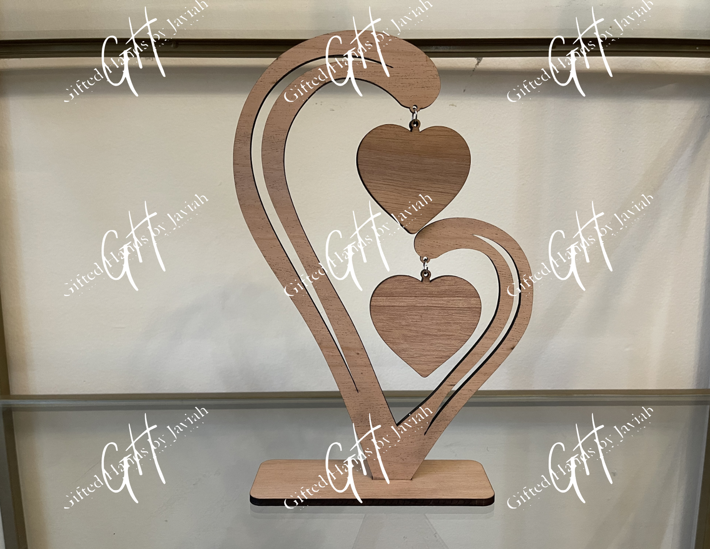 Double Dangle Hearts Blank (Unfinished Wood)