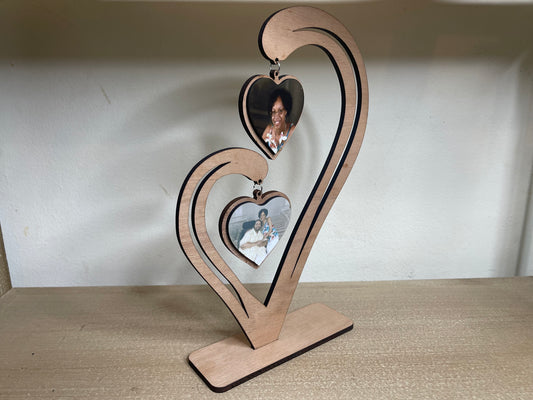 Double Dangle Hearts (Unfinished Wood)