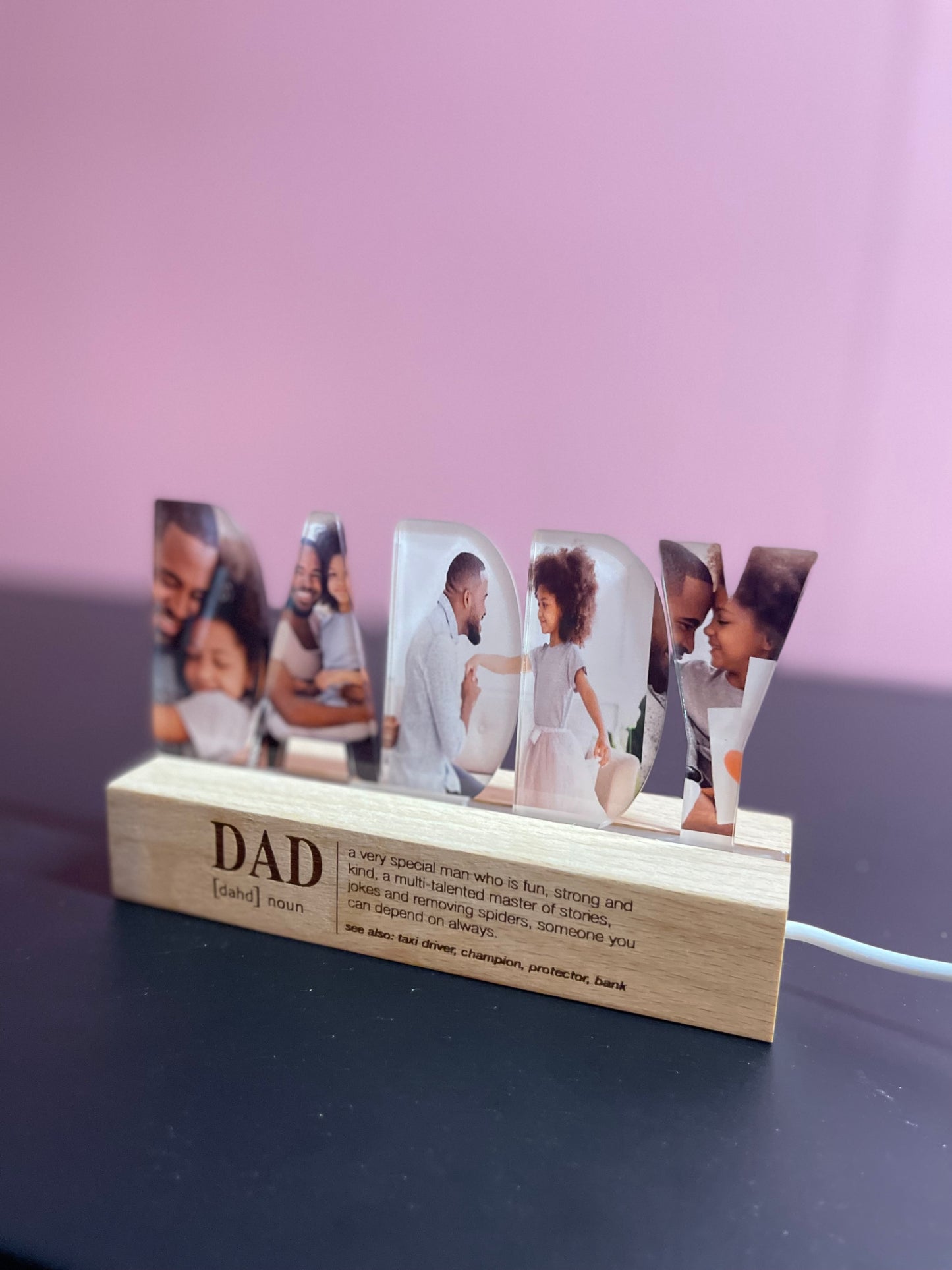 DAD Acrylic Photo Collage Night Stand