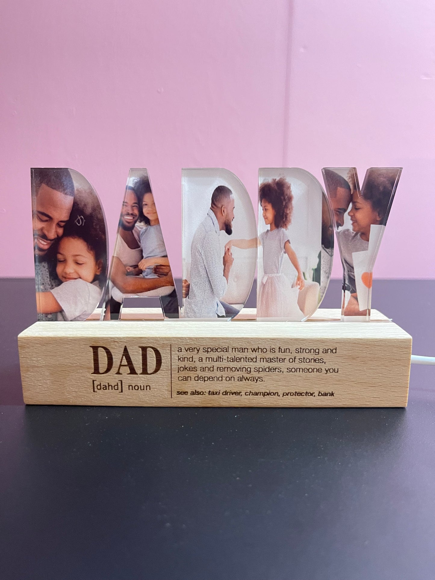 DAD Acrylic Photo Collage Night Stand