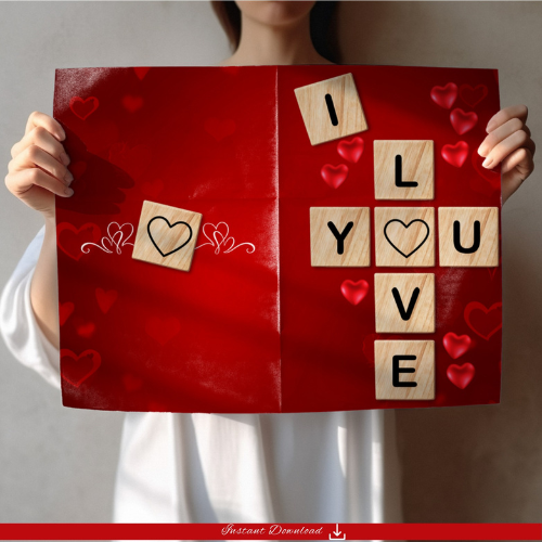 Jumbo Scrabble Tile Valentine's Day Digital Card Design