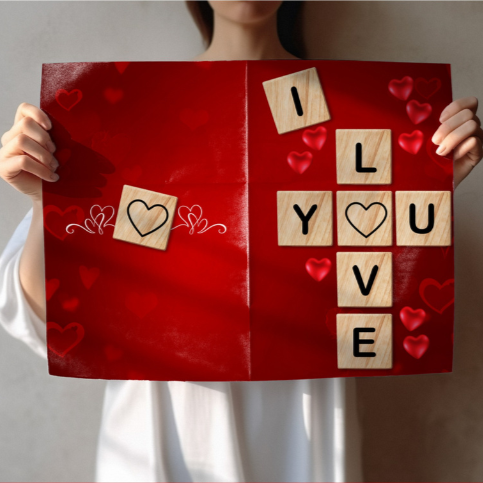 Jumbo Foldable Valentine's Day Scrabble Tile Card