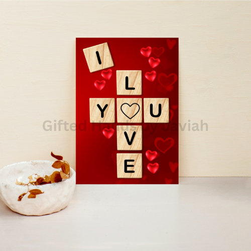 Jumbo Scrabble Tile Valentine's Day Digital Card Design