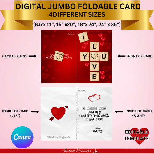 Jumbo Scrabble Tile Valentine's Day Digital Card Design