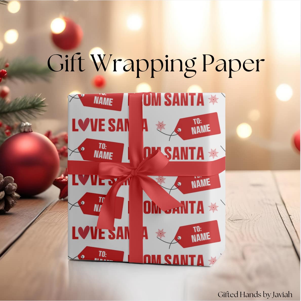 Custom Wrapping Paper - Love Santa Tag