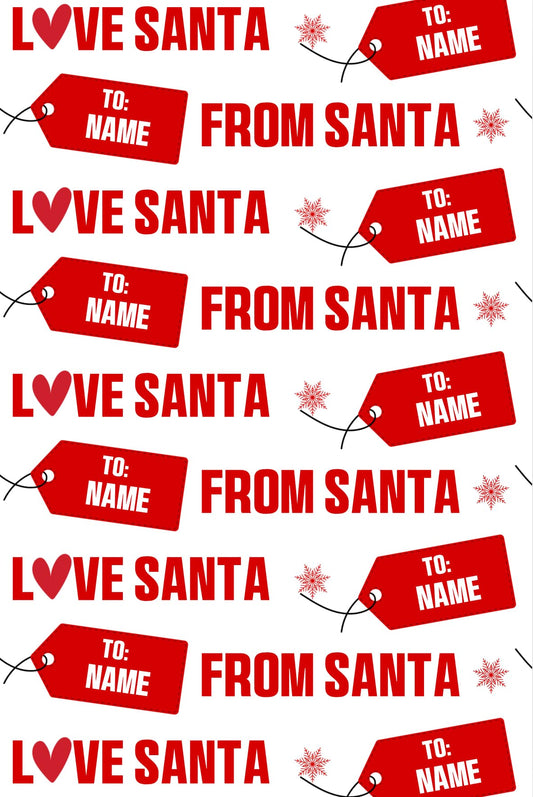 Custom Wrapping Paper - Love Santa Tag