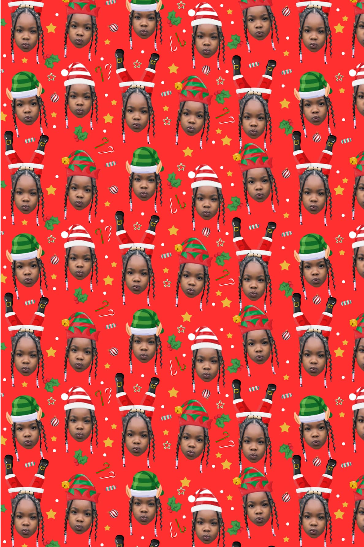 Custom Wrapping Paper - Santa and Elves