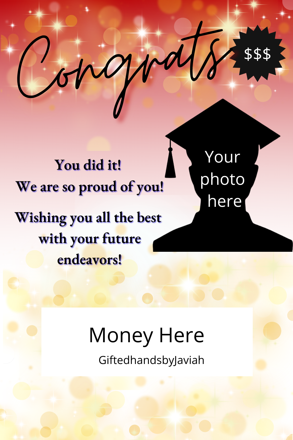 Congrats Grad Red Money Card Holder