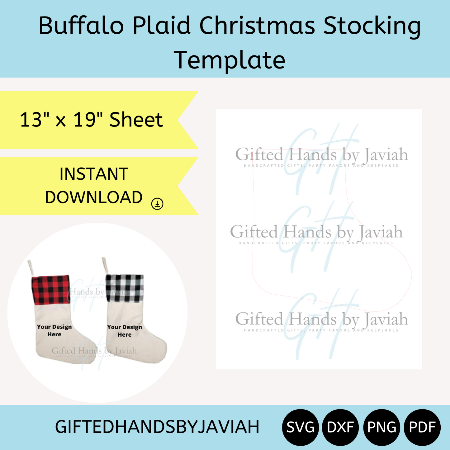 Christmas Stocking Buffalo Plaid Template